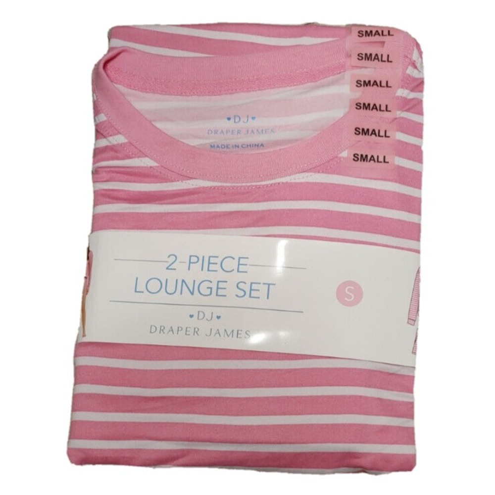 NWT DJ Draper James Women's Two Piece Lounge Short Set Pink Stripe XXL